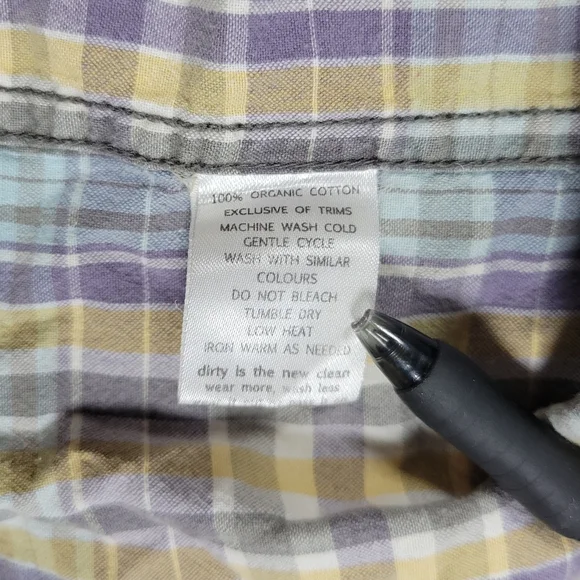 Horny Toad Button Up Shirt Mens Large Weldon Plaid Short Sleeve Organic Cotton - Picture 7 of 10